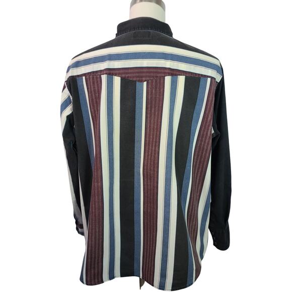 Authentic Western Youngbloods Black Red Blue Vintage Snap Button Shirt 2X - Picture 3 of 4